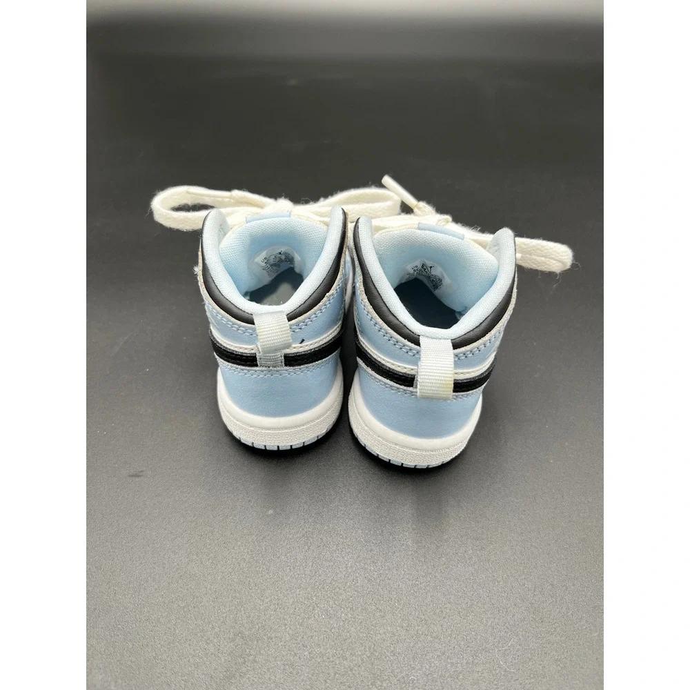 Jordan 1 Mid University Blue Black White Toddler Sneakers Size 5C BQ6472-102